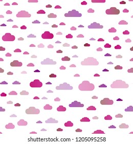 Light Pink vector seamless template with sky, clouds. Illustration in abstract style with colorful clouds. Template for business cards, websites.