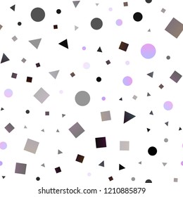 Light Pink vector seamless template with crystals, circles, squares. Circles, lines, rhombus with colorful gradient. Trendy design for wallpaper, fabric makers.