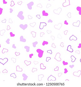 Light Pink vector seamless template with doodle hearts. Beautiful colored illustration with hearts in celebration style. Pattern can be used for valentine's ad, booklets.