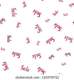 Light Pink vector seamless template with selling words. Illustration with signs of sales on abstract template. Pattern for ads, posters, banners of sales.