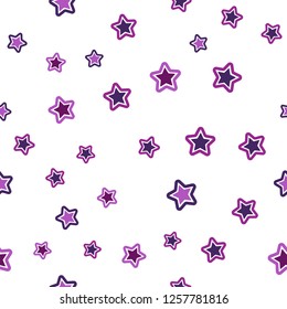 Light Pink vector seamless template with sky stars. Glitter abstract illustration with colored stars. Design for wallpaper, fabric makers.