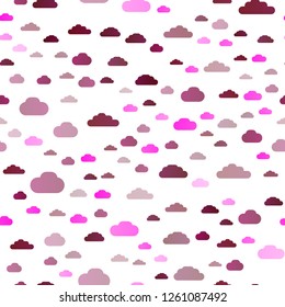 Light Pink vector seamless template with sky, clouds. Colorful illustration with abstract clouds. Pattern for trendy fabric, wallpapers.