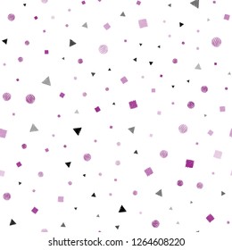 Light Pink vector seamless template with crystals, circles, squares. Abstract gradient illustration with circles, triangles, cubes. Pattern for design of window blinds, curtains.