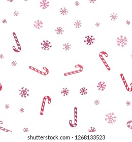 Light Pink vector seamless template with sweet christmas sticks.