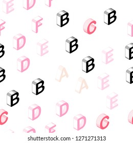 Light Pink vector seamless template with 3D isolated letters. Shining colorful 3D illustration with isolated letters. Pattern for design of fabric, wallpapers.