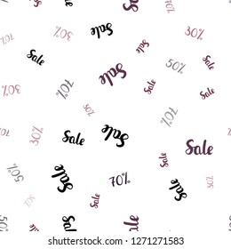 Light Pink vector seamless template with 30, 50, 70% selling. Illustration with signs of sales on abstract template. Backdrop for super sales on Black Friday.