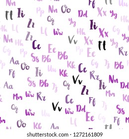 Light Pink vector seamless template with isolated letters. Blurred design in simple style with signs of alphabet. Design for wallpaper, fabric makers.