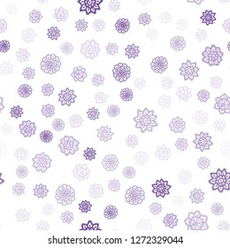 Light Pink vector seamless template with ice snowflakes. Glitter abstract illustration with crystals of ice. Trendy design for wallpaper, fabric makers.