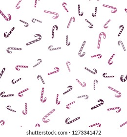 Light Pink vector seamless template with sweet christmas sticks.