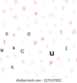 Light Pink vector seamless template with isolated letters. Shining colorful illustration with isolated letters. Template for business cards, websites.
