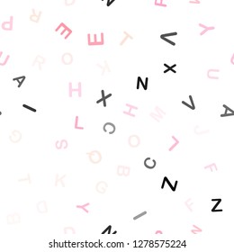 Light Pink vector seamless template with isolated letters. Modern geometrical illustration with ABC english symbols. Texture for window blinds, curtains.