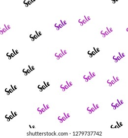 Light Pink vector seamless template with selling words. Abstract illustration with colorful gradient symbols of sales. Template for season sales, shopping ads.