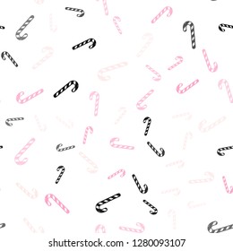 Light Pink vector seamless template with sweet christmas sticks.