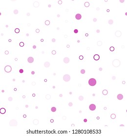 Light Pink vector seamless template with circles. Beautiful colored illustration with blurred circles in nature style. Pattern for design of fabric, wallpapers.