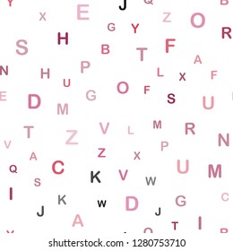 Light Pink vector seamless template with isolated letters. Shining colorful illustration with isolated letters. Template for business cards, websites.