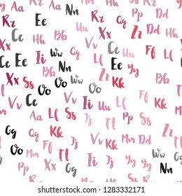 Light Pink vector seamless template with isolated letters. Modern geometrical illustration with ABC english symbols. Design for wallpaper, fabric makers.