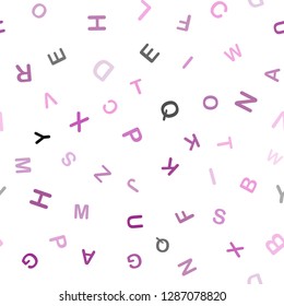 Light Pink vector seamless template with isolated letters. Colored alphabet signs with gradient on white background. Design for wallpaper, fabric makers.