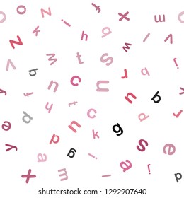 Light Pink vector seamless template with isolated letters. Shining illustration with ABC symbols on abstract template. Pattern for trendy fabric, wallpapers.
