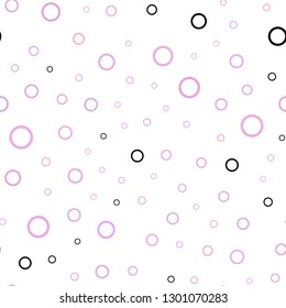 Light Pink vector seamless template with circles. Blurred bubbles on abstract background with colorful gradient. Pattern can be used for futuristic ad, booklets.