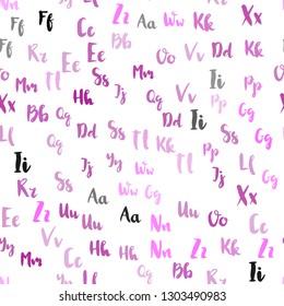 Light Pink vector seamless template with isolated letters. Shining illustration with ABC symbols on abstract template. Template for business cards, websites.