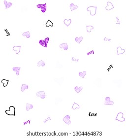 Light Pink vector seamless template with text LOVE YOU, hearts. Romantic illustration with colorful phrase LOVE YOU, hearts. Pattern for trendy fabric, wallpapers.