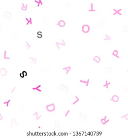 Light Pink vector seamless template with isolated letters. Shining illustration with ABC symbols on abstract template. Texture for window blinds, curtains.