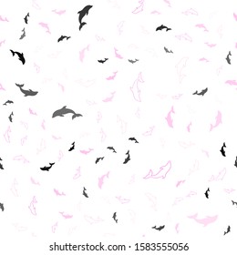 Light Pink vector seamless template with dolphins. Modern abstract illustration with sea dolphins. Natural design for wallpapers.