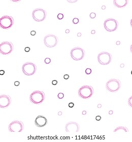 Light Pink vector seamless texture with disks. Abstract illustration with colored bubbles in nature style. New design for ad, poster, banner of your website.