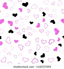 Light Pink vector seamless texture with lovely hearts. Hearts on blurred abstract background with colorful gradient. Pattern can be used for valentine's ad, booklets.