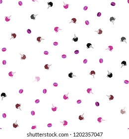 Light Pink vector seamless texture with coffee beans, mugs. Gradient abstract collection of coffee cups and beans. Pattern for ad, booklets, leaflets of restaurants.