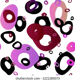 Light Pink vector seamless texture with disks. Illustration with set of shining colorful abstract circles. Pattern for trendy fabric, wallpapers.