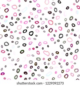 Light Pink vector seamless texture with disks. Glitter abstract illustration with blurred drops of rain. Pattern for design of fabric, wallpapers.