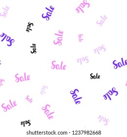 Light Pink vector seamless texture with selling simbols. Shining colorful illustration with isolated selling prices. Template for season sales, shopping ads.