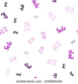 Light Pink vector seamless texture with selling prices 70 %. Abstract illustration with colorful gradient symbols of sales. Pattern for ads, posters, banners of sales.