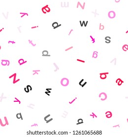 Light Pink vector seamless texture with ABC characters. Modern geometrical illustration with ABC english symbols. Template for business cards, websites.