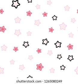 Light Pink vector seamless texture with beautiful stars. Shining colored illustration with stars. Design for wallpaper, fabric makers.