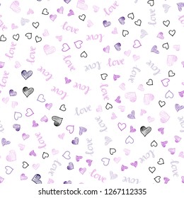 Light Pink vector seamless texture with words LOVE YOU, hearts. Illustration with phrase LOVE YOU, hearts for valentine's day. Design for wallpaper, fabric makers.