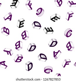 Light Pink vector seamless texture with 3D ABC characters. Modern geometrical illustration with 3D ABC english symbols. Template for business cards, websites.