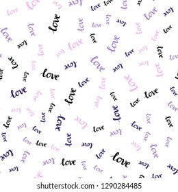 Light Pink vector seamless texture with words LOVE YOU. Decorative illustration with words of love in abstract style. Design for wallpaper, fabric makers.