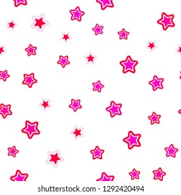 Light Pink vector seamless texture with beautiful stars. Glitter abstract illustration with colored stars. Pattern for trendy fabric, wallpapers.
