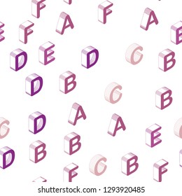 Light Pink vector seamless texture with 3D ABC characters. Abstract illustration with 3D ABC symbols. Template for business cards, websites.
