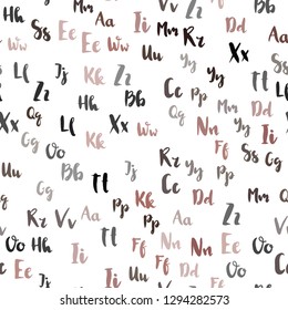 Light Pink vector seamless texture with ABC characters. Shining colorful illustration with isolated letters. Design for textile, fabric, wallpapers.