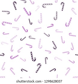 Light Pink vector seamless texture with xmas sweets, candies.