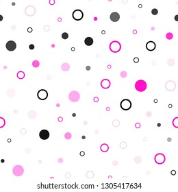 Light Pink vector seamless texture with disks. Blurred decorative design in abstract style with bubbles. Trendy design for wallpaper, fabric makers.