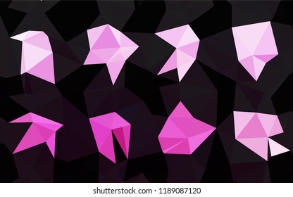 Light Pink vector shining hexagonal background. Triangular geometric sample with gradient.  Triangular pattern for your business design.