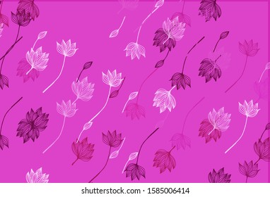 Light Pink vector sketch cover. Sketchy doodles with colorful gradient leaves. New template for your brand book.