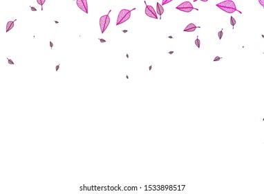 Light Pink vector sketch pattern. Colorful illustration in doodle style with leaves. Pattern for wallpapers and coloring books.