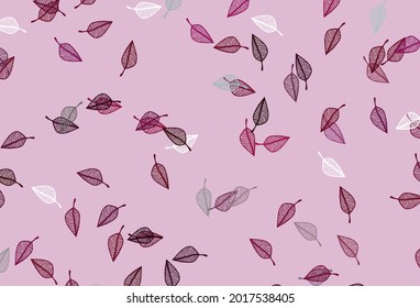 Light Pink vector sketch texture. New colorful illustration in doodle style with leaves. Completely new design for your business.