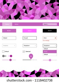 Light Pink vector style guide with triangles. Modern Style guide in polygonal style with triangles. Beautiful layout for websites, landing pages.