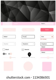 Light Pink vector style guide with triangles. Decorative ui kit design in abstract style with colorful crystals. This template you can use for landing pages.